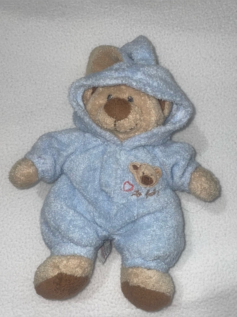 Ty Pluffies - Love To Baby Brown Bear Plush Blue PJ Bunny Rabbit 8” 2005